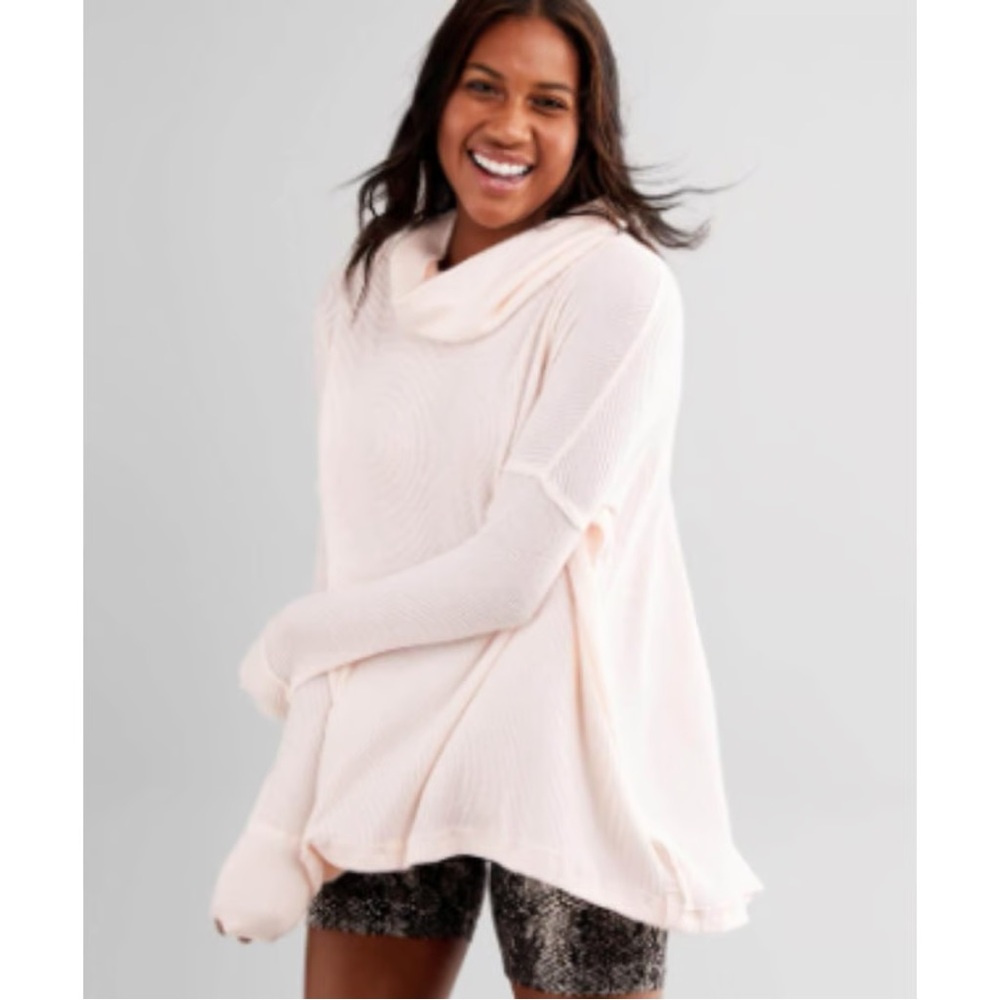 Free People x REVOLVE Cream Juicy Ribbed Pullover Surplice Back Sweater Medium